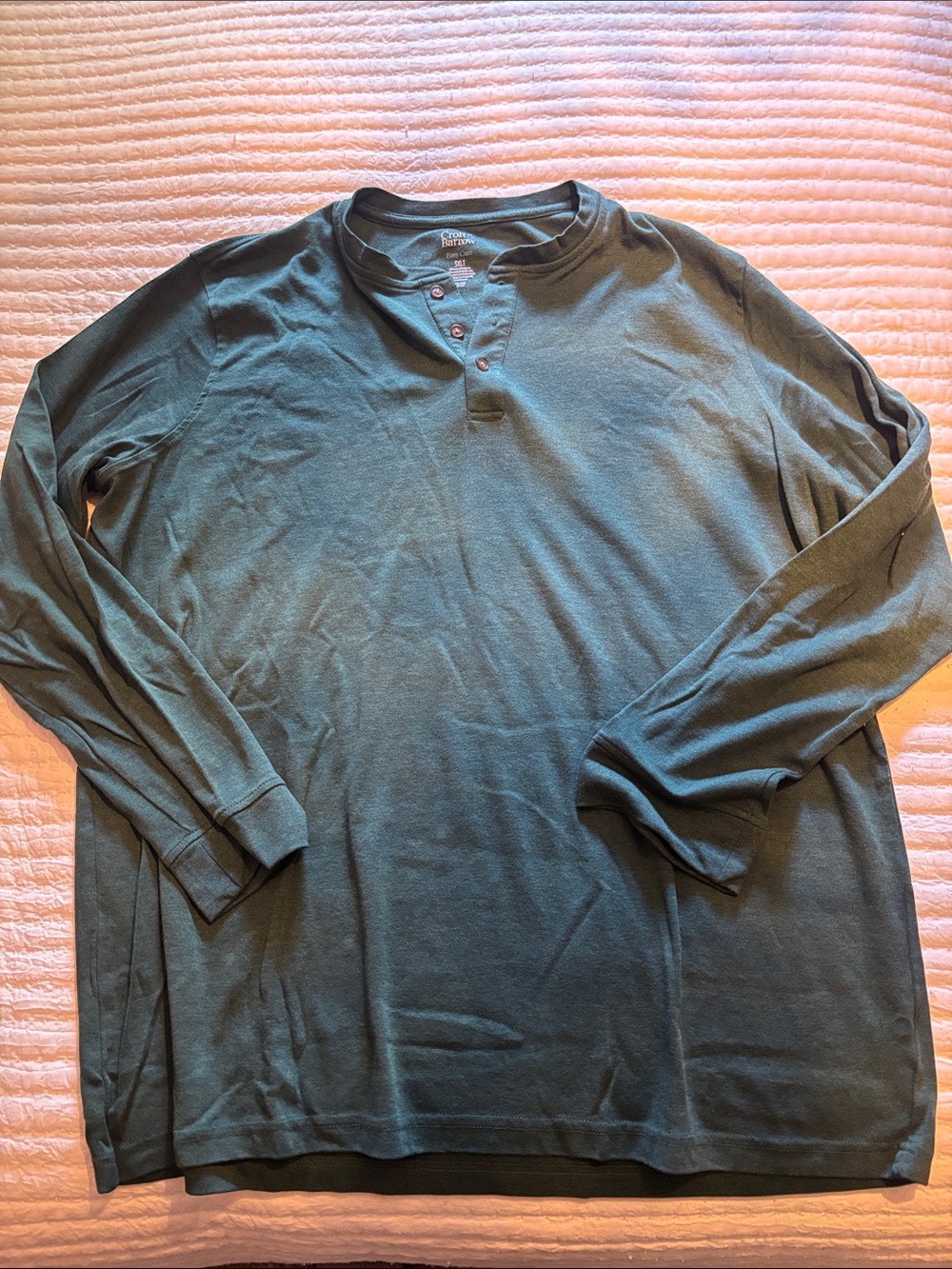croft & barrow Men's Long Sleeve Henley in Forest Green